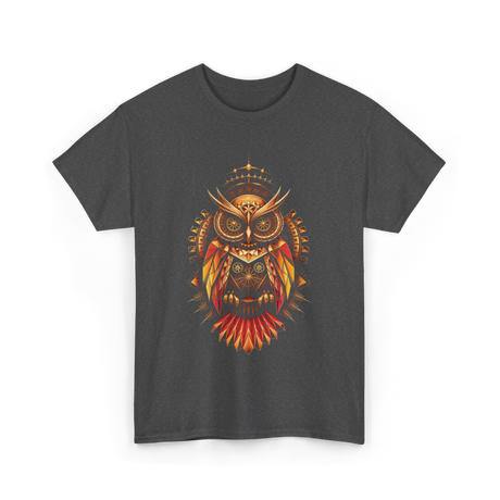 Mechanical Steampunk Owl Art T-Shirt - Dark Heather