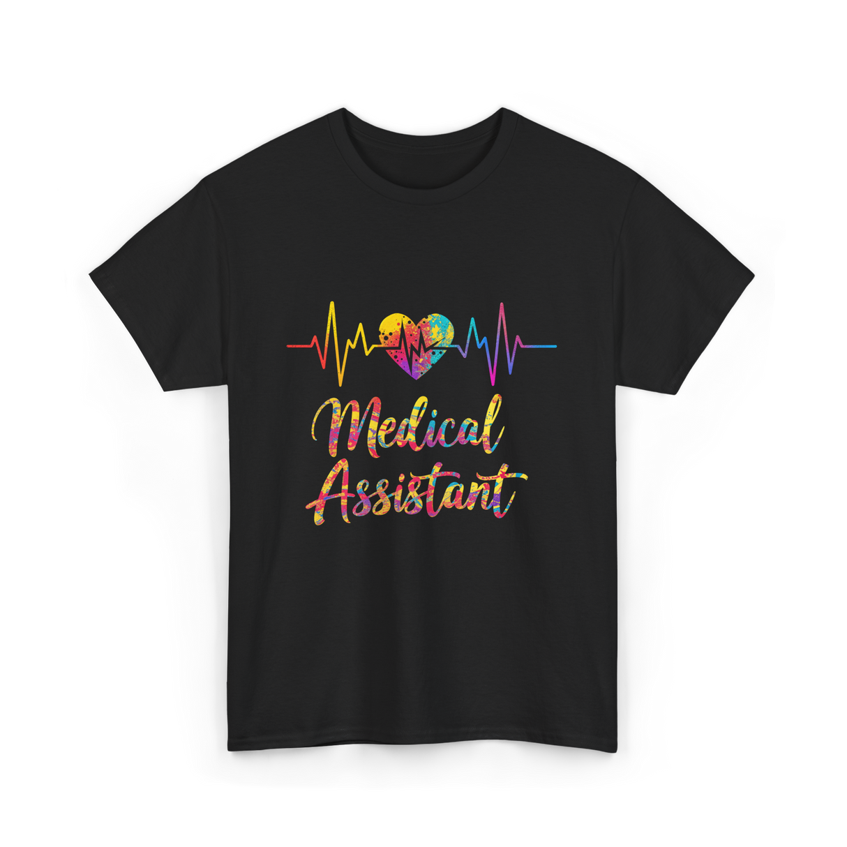 Medical Assistant Heartbeat Healthcare T-Shirt - Black