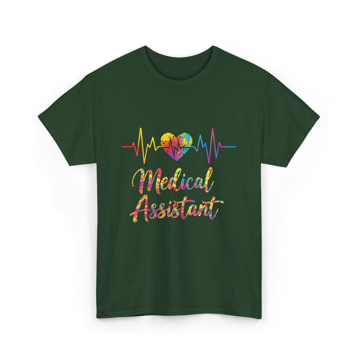 Medical Assistant Heartbeat Healthcare T-Shirt - Forest Green