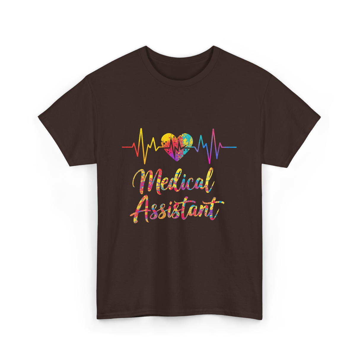 Medical Assistant Heartbeat Healthcare T-Shirt - Dark Chocolate