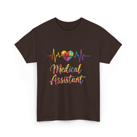 Medical Assistant Heartbeat Healthcare T-Shirt - Dark Chocolate