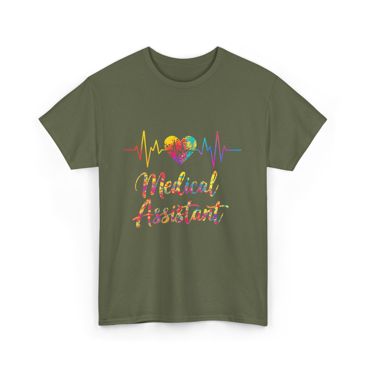 Medical Assistant Heartbeat Healthcare T-Shirt - Military Green