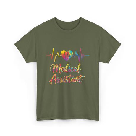 Medical Assistant Heartbeat Healthcare T-Shirt - Military Green