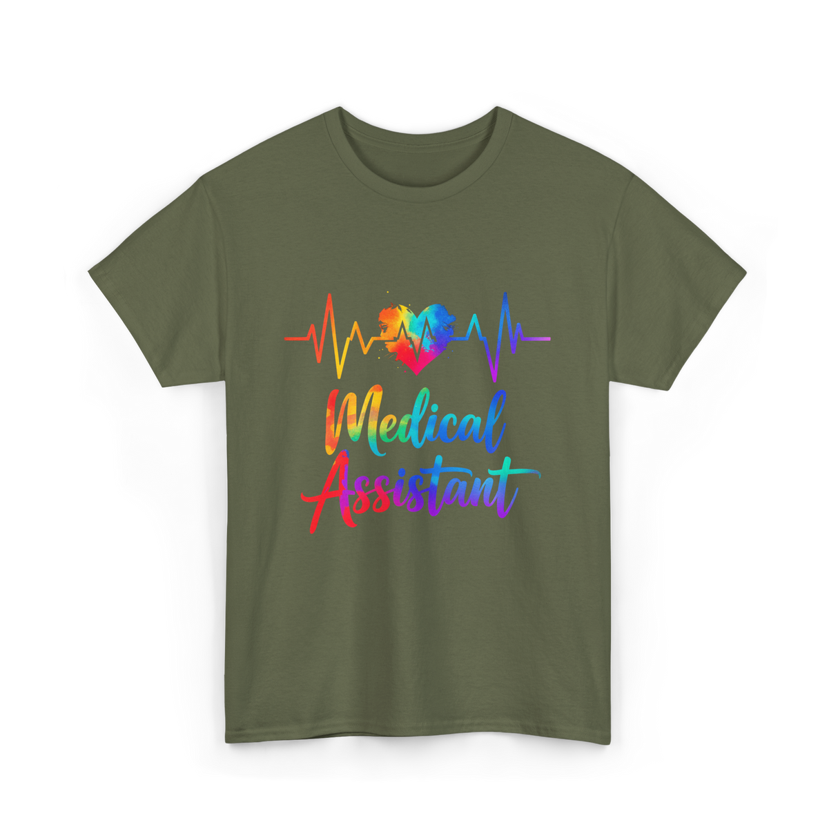 Medical Assistant Heartbeat Medical T-Shirt - Military Green