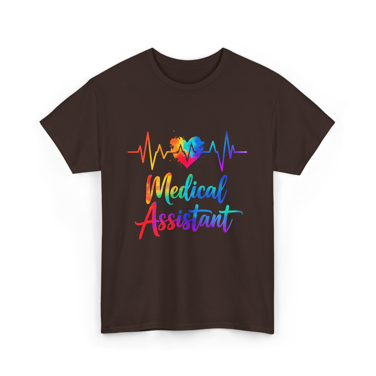 Medical Assistant Heartbeat Medical T-Shirt - Dark Chocolate