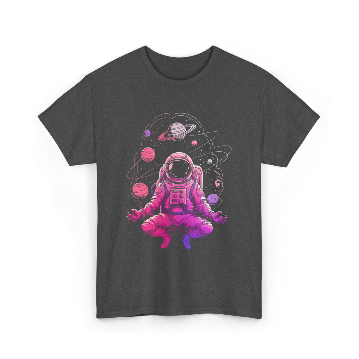 Meditative Astronaut Space Meditation T-Shirt - Dark Heather