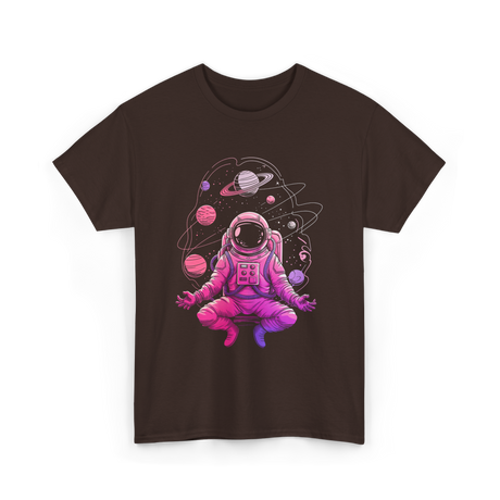 Meditative Astronaut Space Meditation T-Shirt - Dark Chocolate