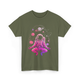 Meditative Astronaut Space Meditation T-Shirt - Military Green