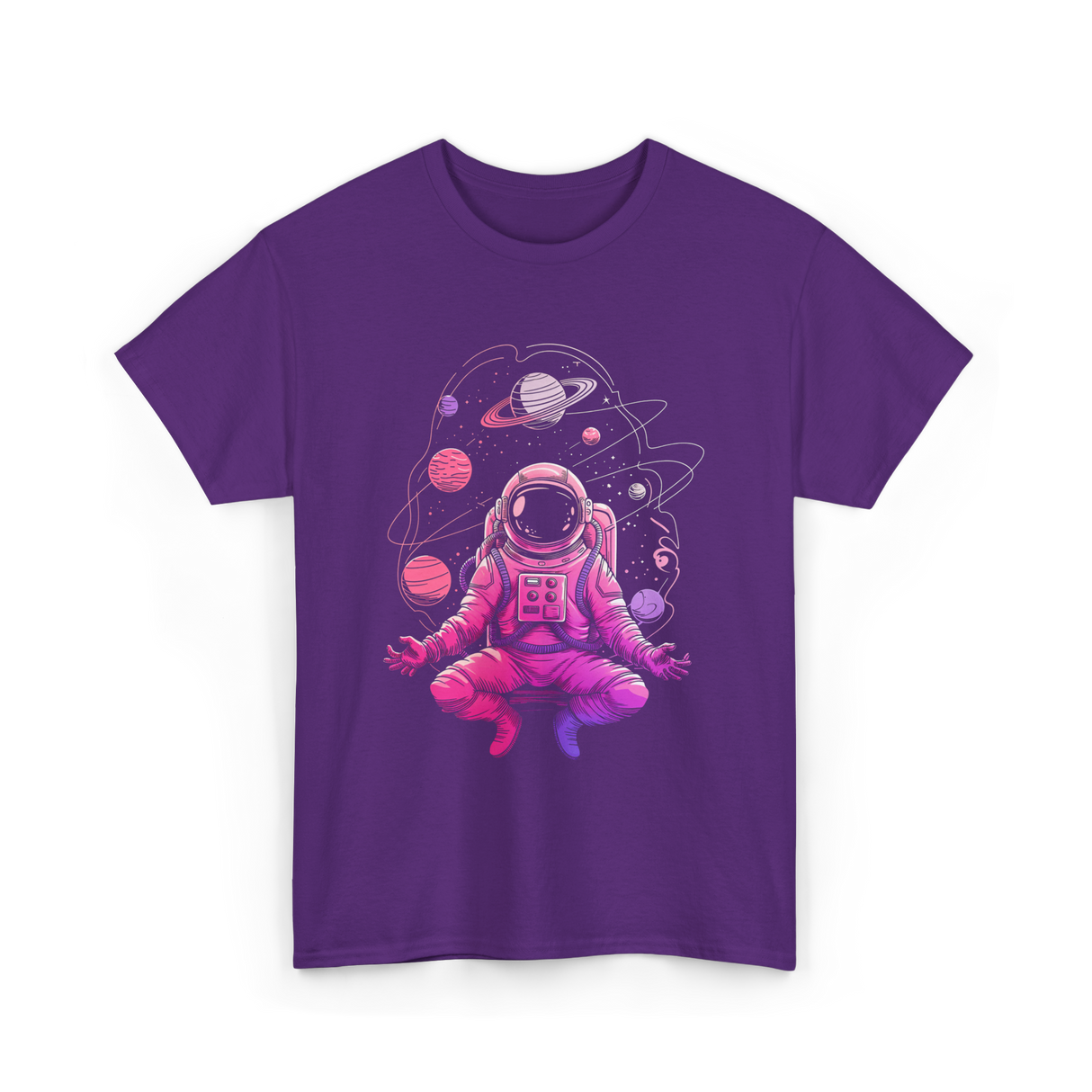 Meditative Astronaut Space Meditation T-Shirt - Purple