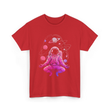 Meditative Astronaut Space Meditation T-Shirt - Red