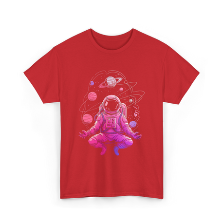 Meditative Astronaut Space Meditation T-Shirt - Red