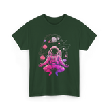 Meditative Astronaut Space Meditation T-Shirt - Forest Green