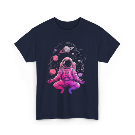 Meditative Astronaut Space Meditation T-Shirt - Navy