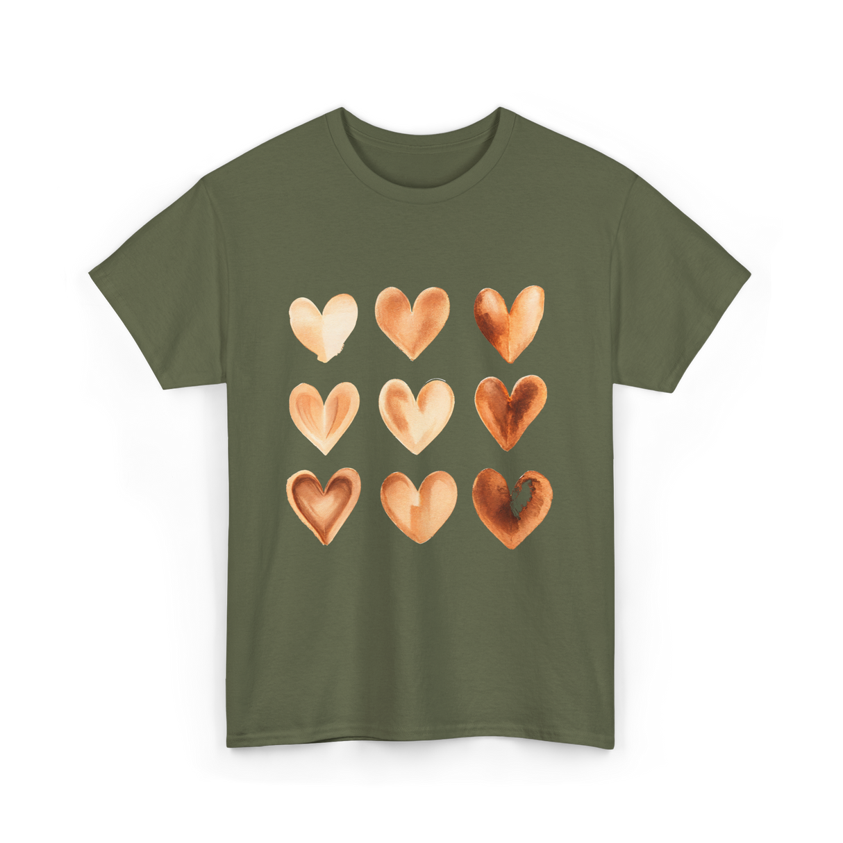 Melanin Hearts Equality Unity Art T-Shirt - Military Green