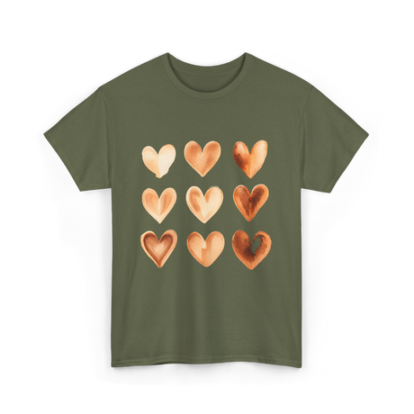 Melanin Hearts Equality Unity Art T-Shirt - Military Green