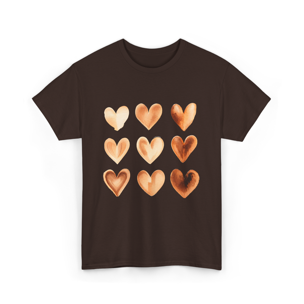 Melanin Hearts Equality Unity Art T-Shirt - Dark Chocolate