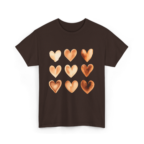 Melanin Hearts Equality Unity Art T-Shirt - Dark Chocolate