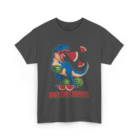 Melonsaurus Watermelon Dinosaur T-Shirt - Dark Heather