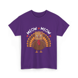 Meow Meow Thanksgiving Turkey Cat T-Shirt - Purple