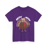 Meow Turkey Thanksgiving Cat T-Shirt - Purple