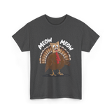 Meow Turkey Thanksgiving Cat T-Shirt - Dark Heather