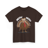 Meow Turkey Thanksgiving Cat T-Shirt - Dark Chocolate