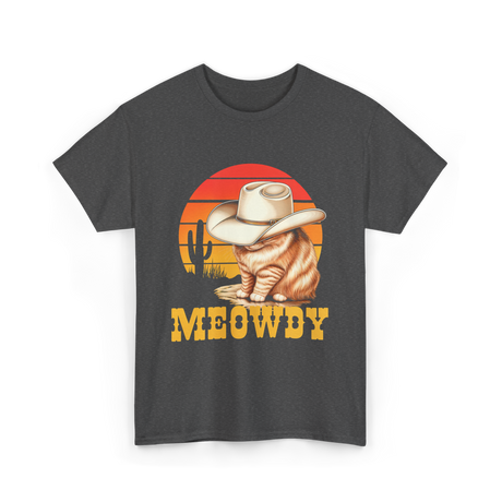 Meowdy Cat Cowboy Cat T-Shirt - Dark Heather