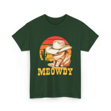 Meowdy Cat Cowboy Cat T-Shirt - Forest Green