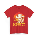 Meowdy Cat Cowboy Cat T-Shirt - Red