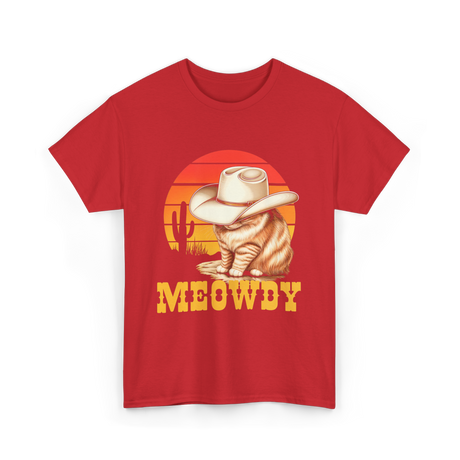 Meowdy Cat Cowboy Cat T-Shirt - Red