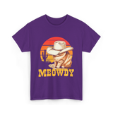 Meowdy Cat Cowboy Cat T-Shirt - Purple