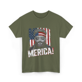 Merica American Flag Patriotism T-Shirt - Military Green