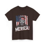 Merica American Flag Patriotism T-Shirt - Dark Chocolate