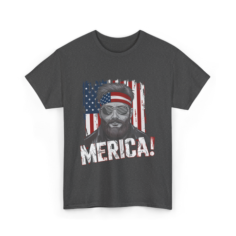 Merica American Flag Patriotism T-Shirt - Dark Heather