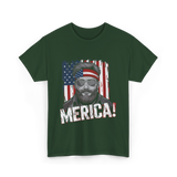 Merica American Flag Patriotism T-Shirt - Forest Green