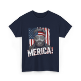 Merica American Flag Patriotism T-Shirt - Navy