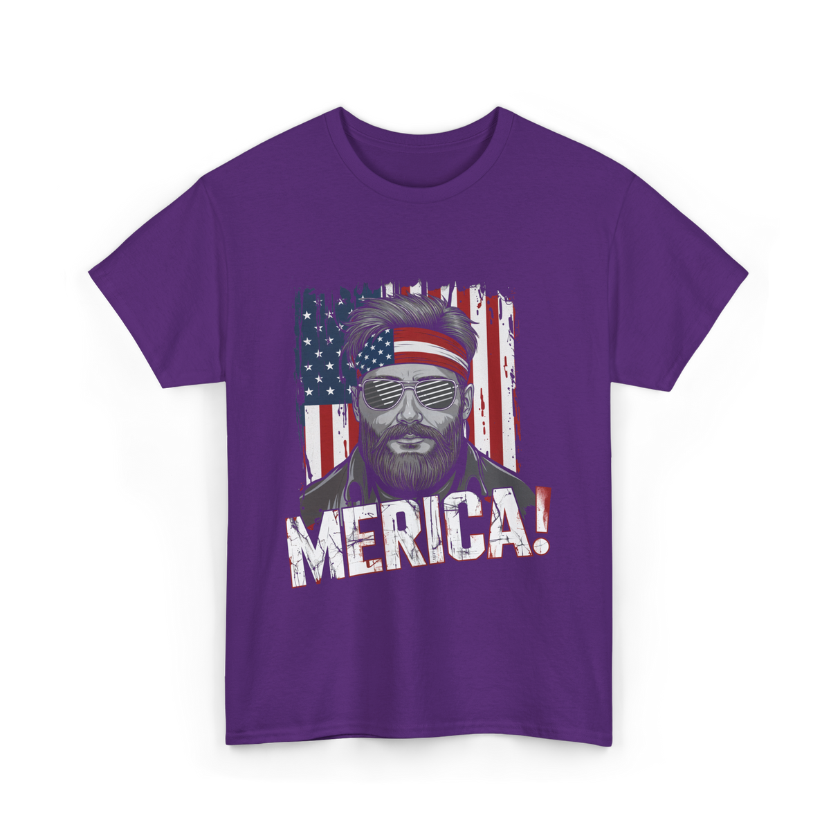 Merica American Flag Patriotism T-Shirt - Purple