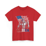 Merica Bigfoot Patriotic USA T-Shirt - Red