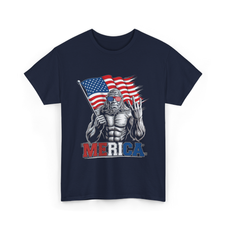 Merica Bigfoot Patriotic USA T-Shirt - Navy