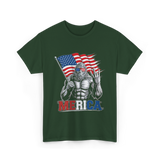 Merica Bigfoot Patriotic USA T-Shirt - Forest Green