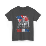 Merica Bigfoot Patriotic USA T-Shirt - Dark Heather