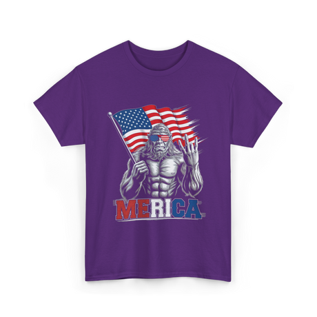 Merica Bigfoot Patriotic USA T-Shirt - Purple