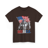 Merica Bigfoot Patriotic USA T-Shirt - Dark Chocolate