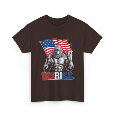 Merica Bigfoot Patriotic USA T-Shirt - Dark Chocolate