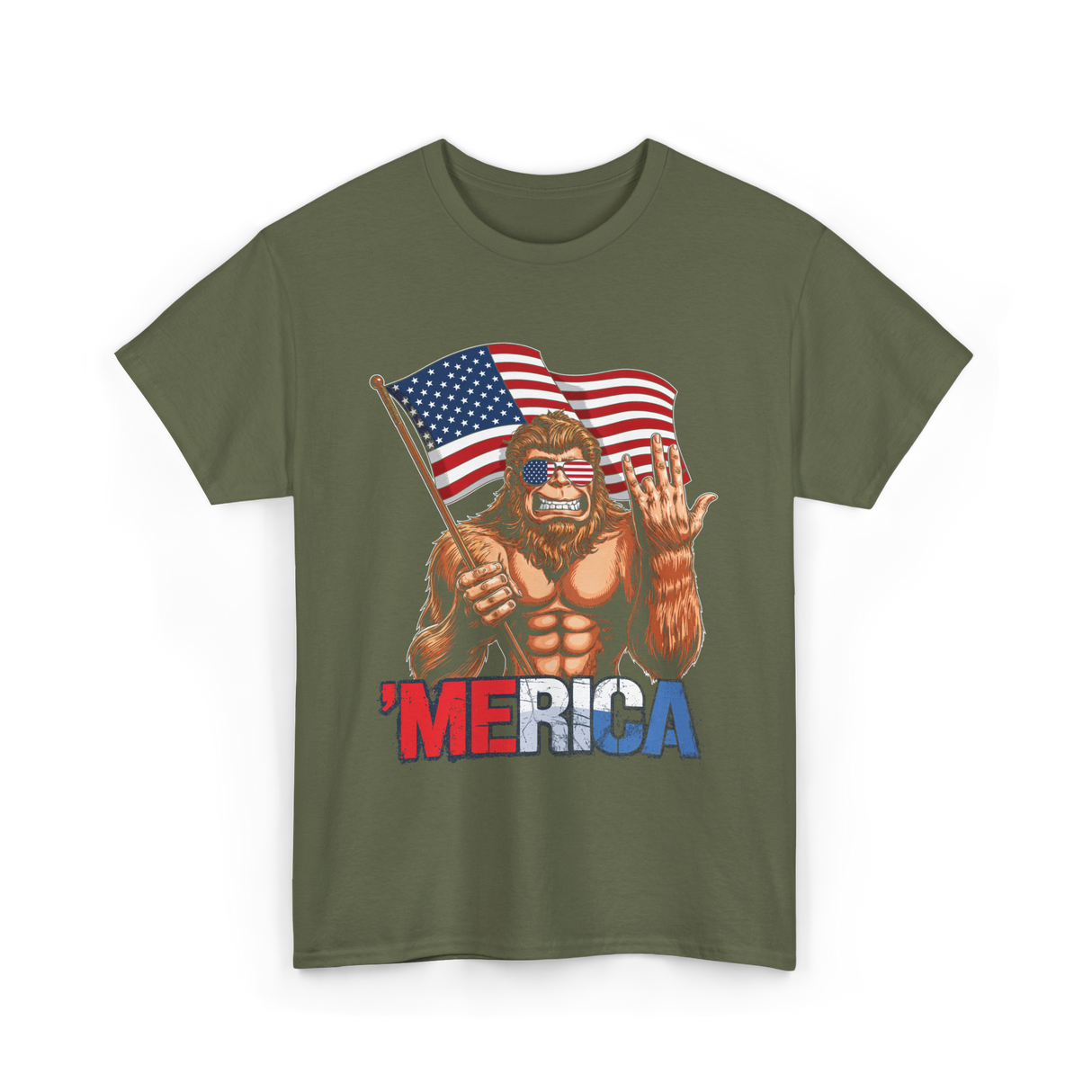 'Merica Bigfoot T-Shirt - Military Green