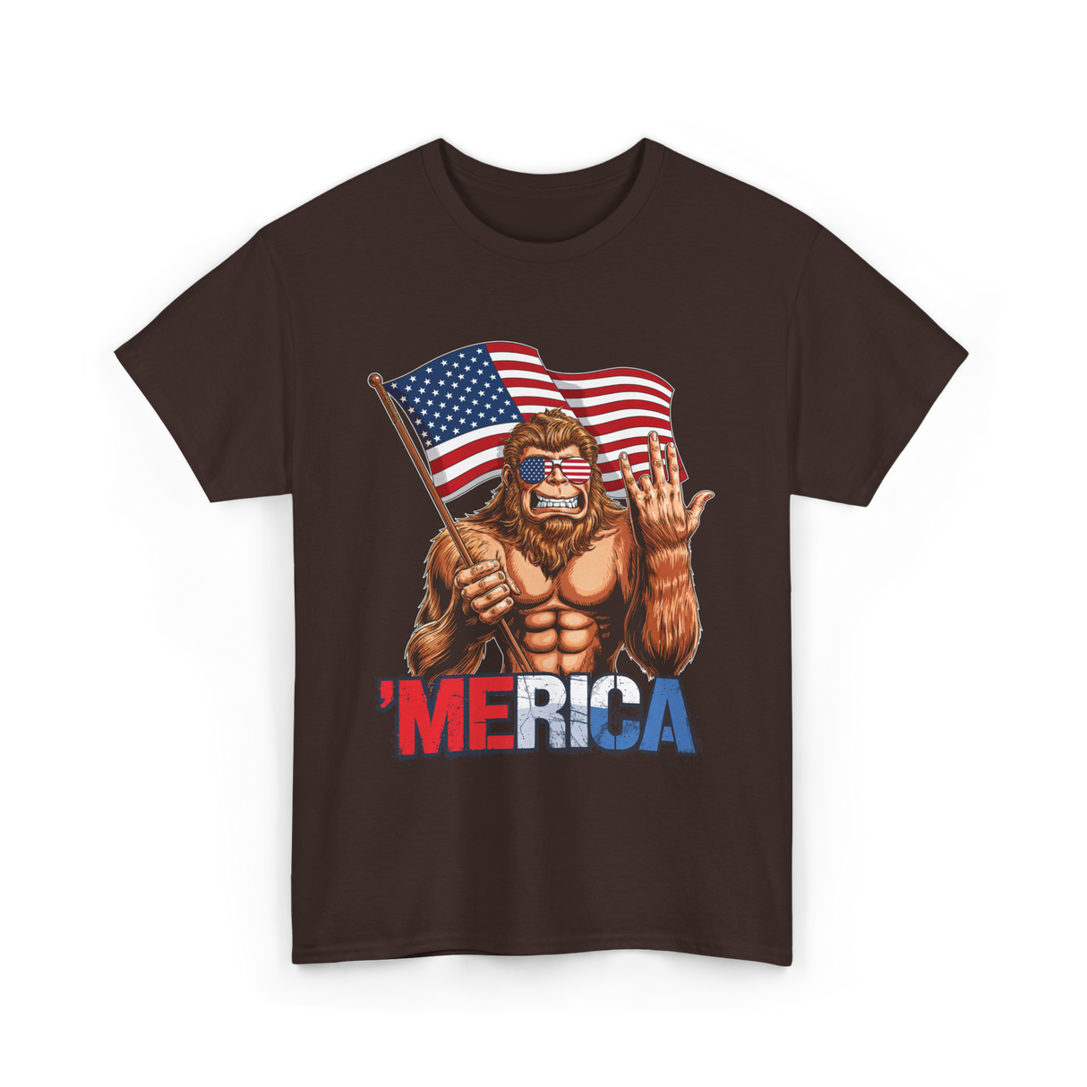 'Merica Bigfoot T-Shirt - Dark Chocolate