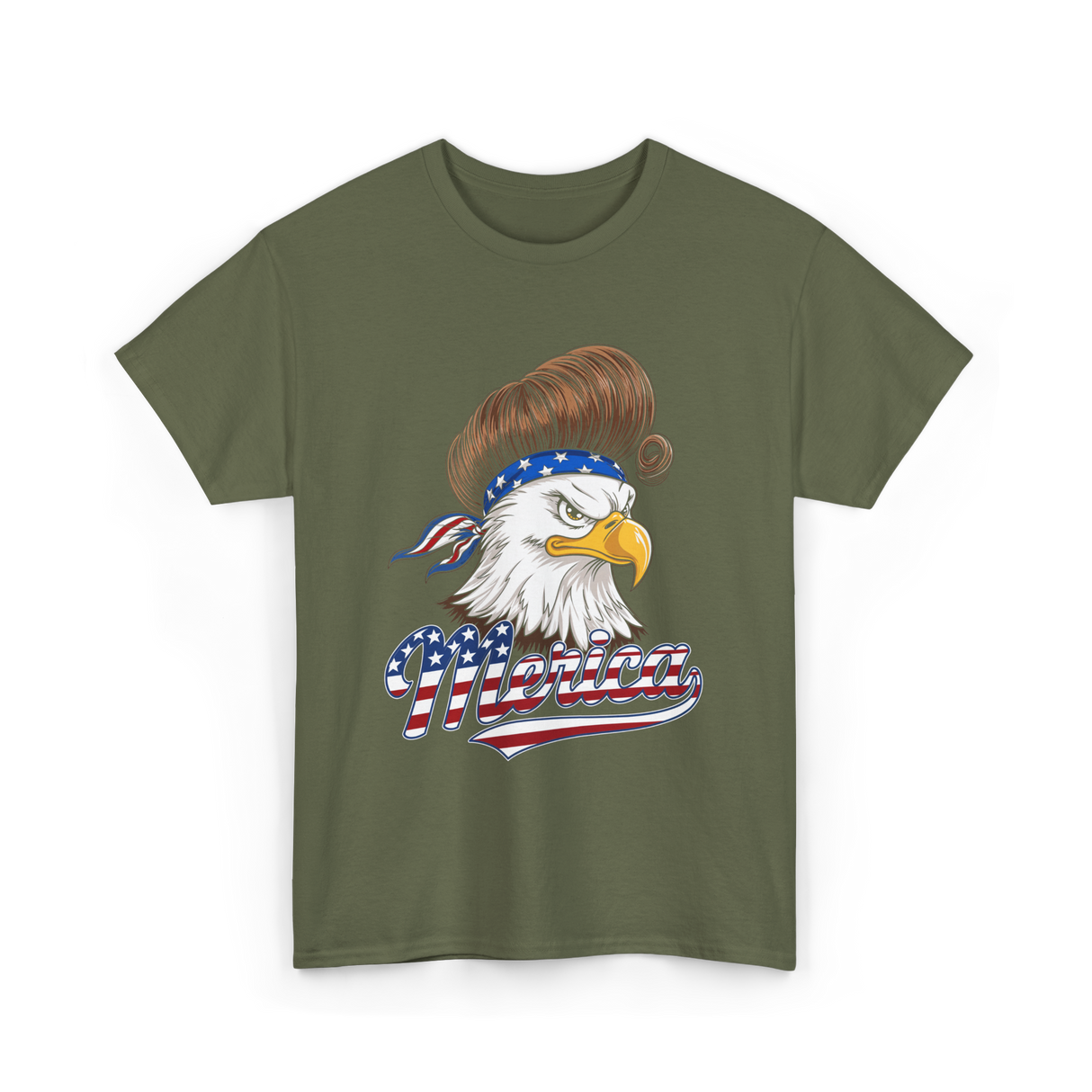 Merica Eagle USA Freedom T-Shirt - Military Green