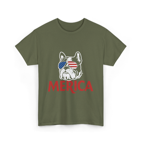 Merica French Bulldog T-Shirt - Military Green