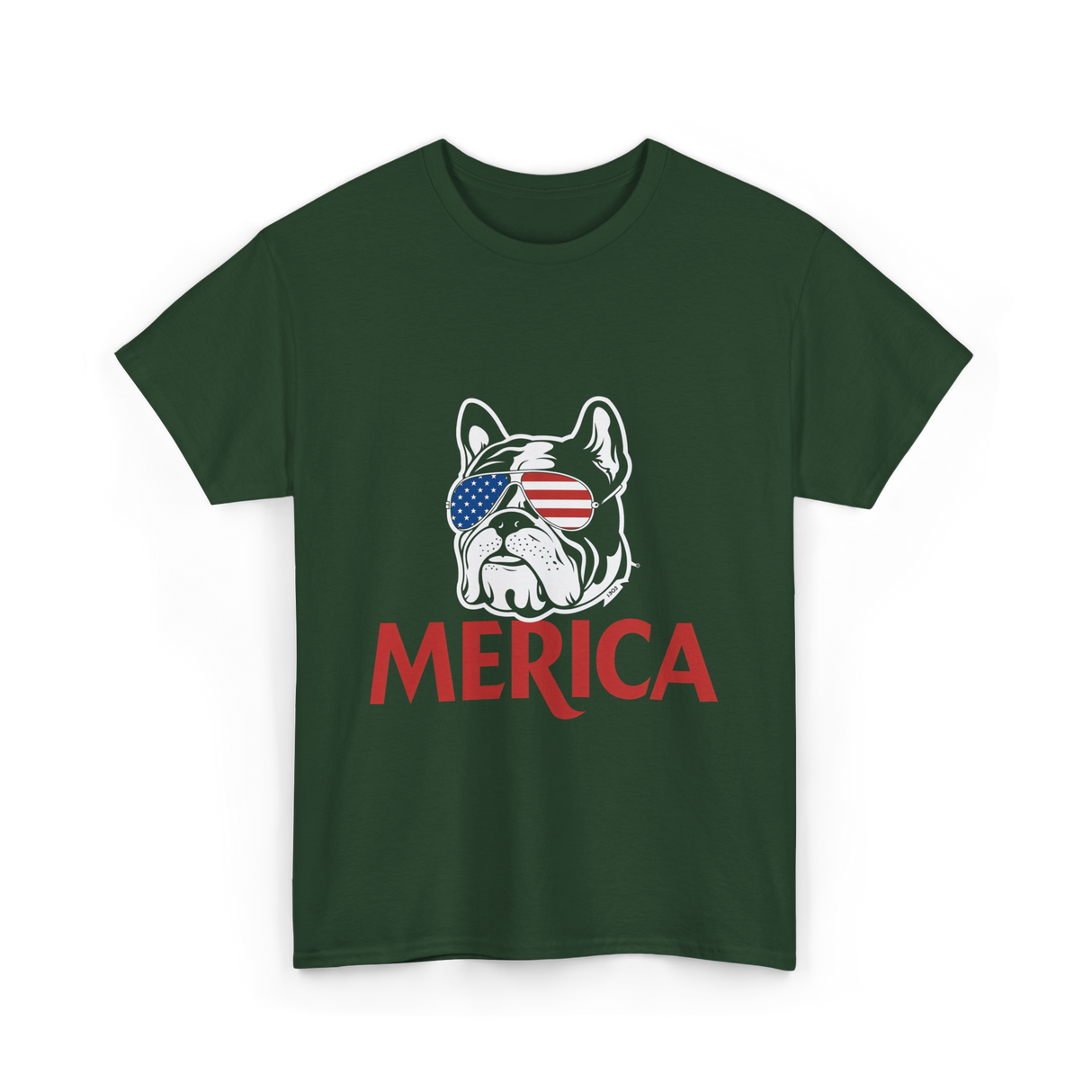 Merica French Bulldog T-Shirt - Forest Green