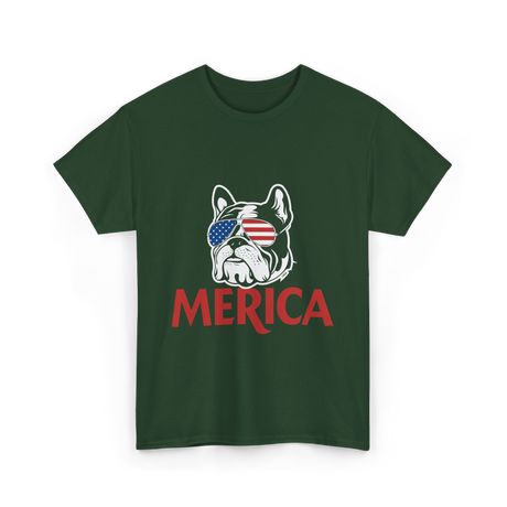 Merica French Bulldog T-Shirt - Forest Green